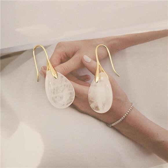 Purple Pink Agate Crystal Dangle Drop Earrings Gold Silver Tone Jewelry Gift - Picture 2 of 5